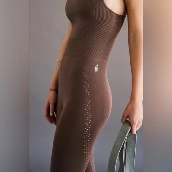 New! Free People Movement Good Karma High Neck Onsie in Wild Mustang 45455 - Picture 3 of 13